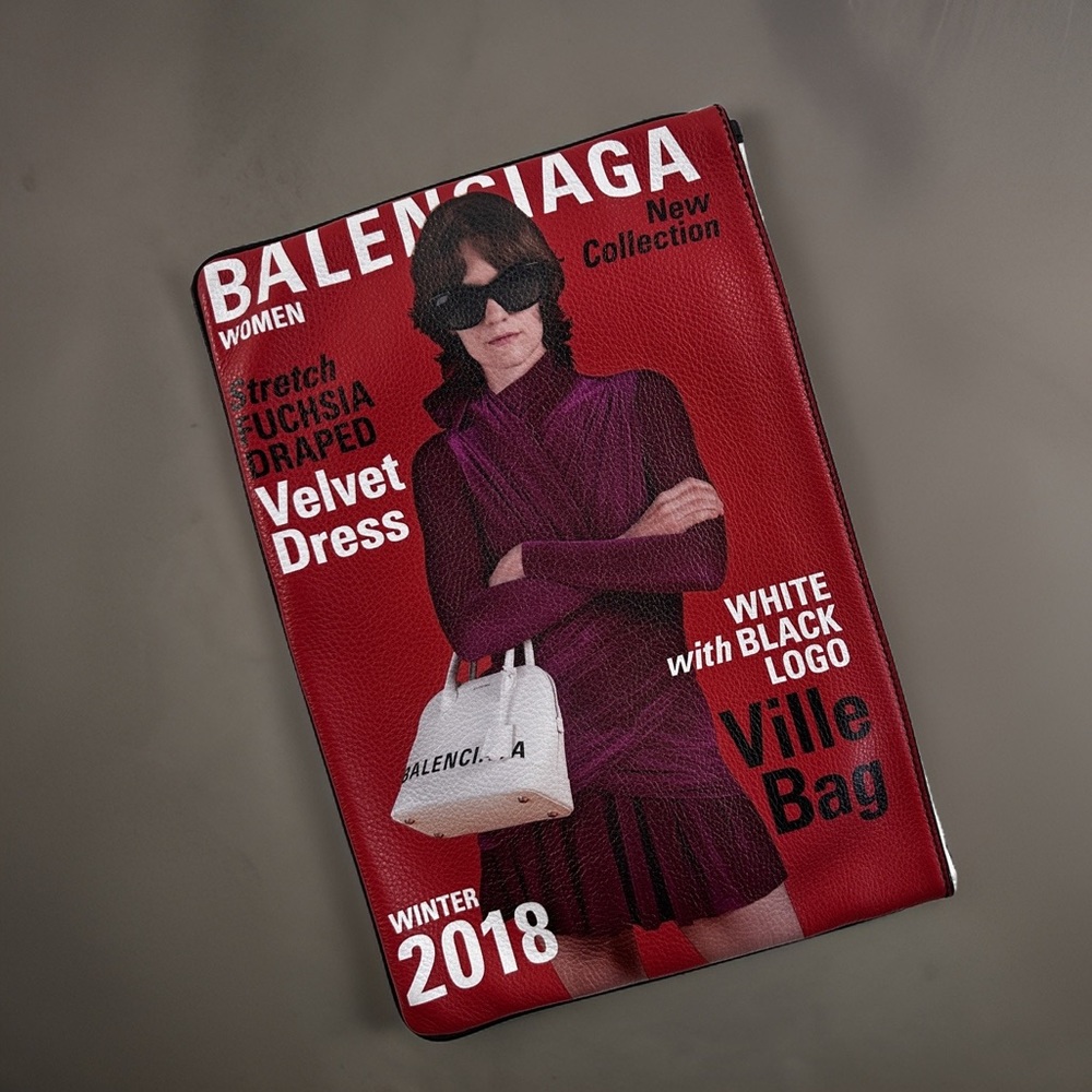 Balenciaga Fw18 "Grocery Store Magazine" Leather Clutch